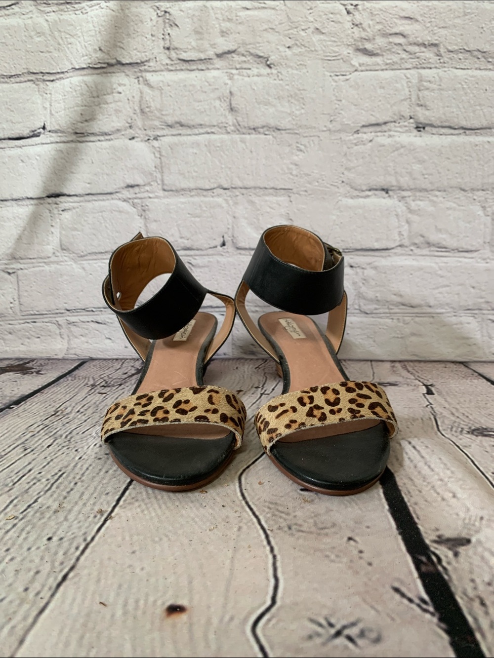 Halogen Black & Tan Leopard Wedge Sandals